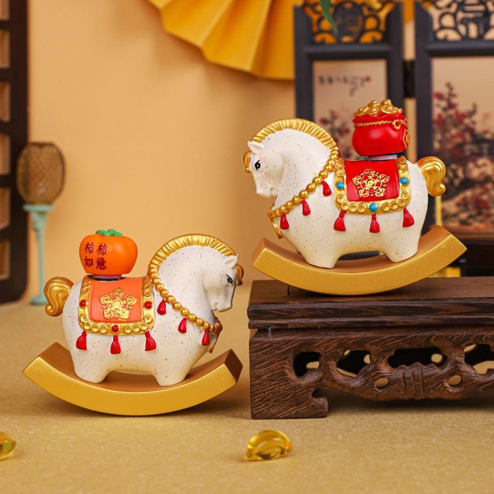 Миниатюрная лошадь из смолы, китайский стиль, зодиакальные украшения в виде лошади, настольное украшение, офисное украшение