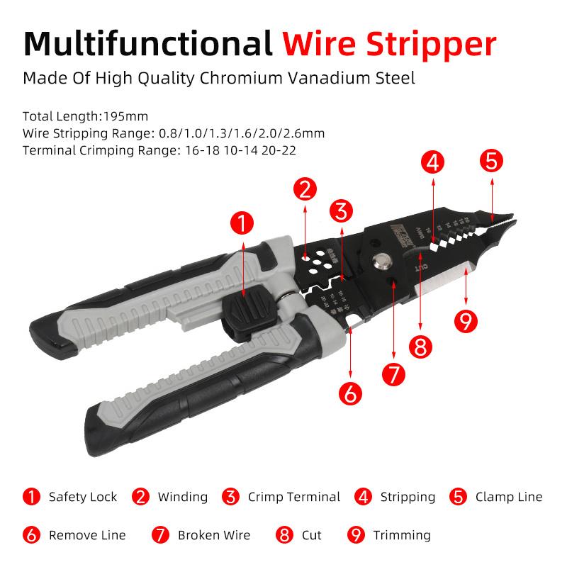 Многофункциональные клещи для зачистки проводов, клещи для обжима электриков, универсальные клещи для обжима клемм