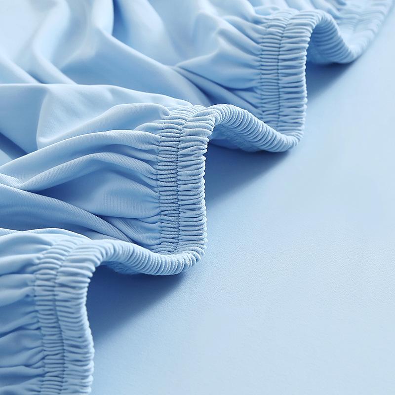 Solid Nylon Cooling Fitted Sheet Set Naked Sleep Summer Skin-Friendly Sheets with Pillowcases Anti-Skid Comfortable Home Textile