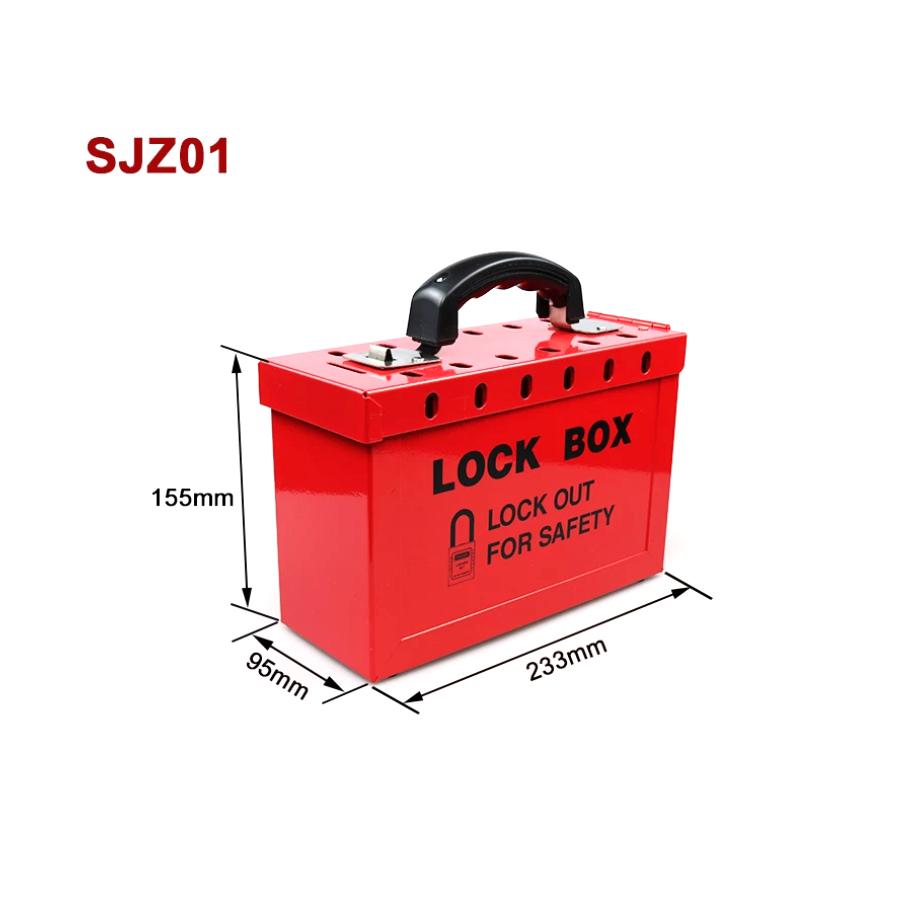 Red Portable Steel Group Safety Lockout Box Kits Small Hand Lock Box Steel Plate Management Station Tagout Box