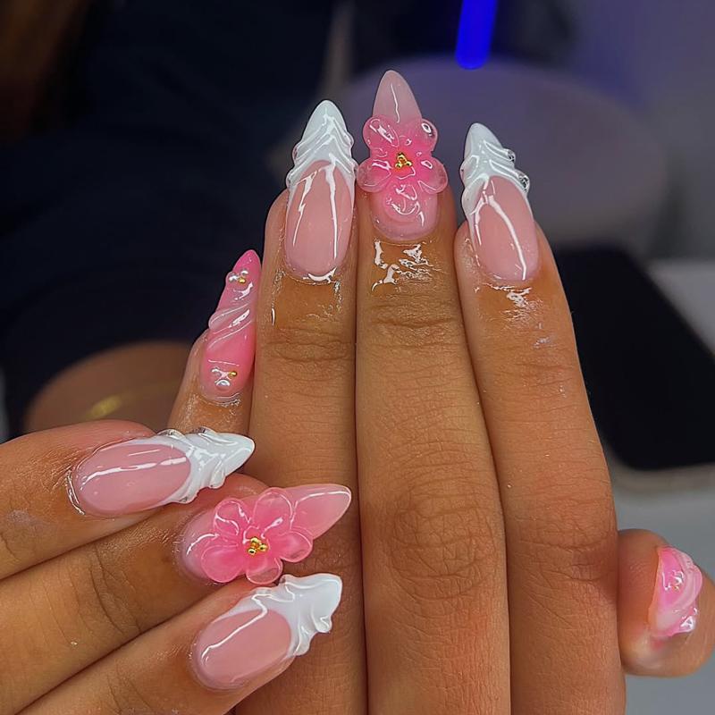 INS Hot Selling Accept Customization Duck Shape Artificial Fingernails Manicure False Nails with Glue Stickers Press on Nails