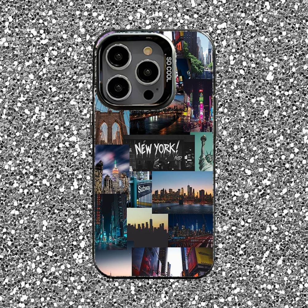 Чехол для телефона Нью-Йорк Сити NYC Для iPhone 16,15,14,13,12,11,Pro,XS,Max,Plus,Mini,SE Черный Конфетный Матовый Ударопрочный Чехол