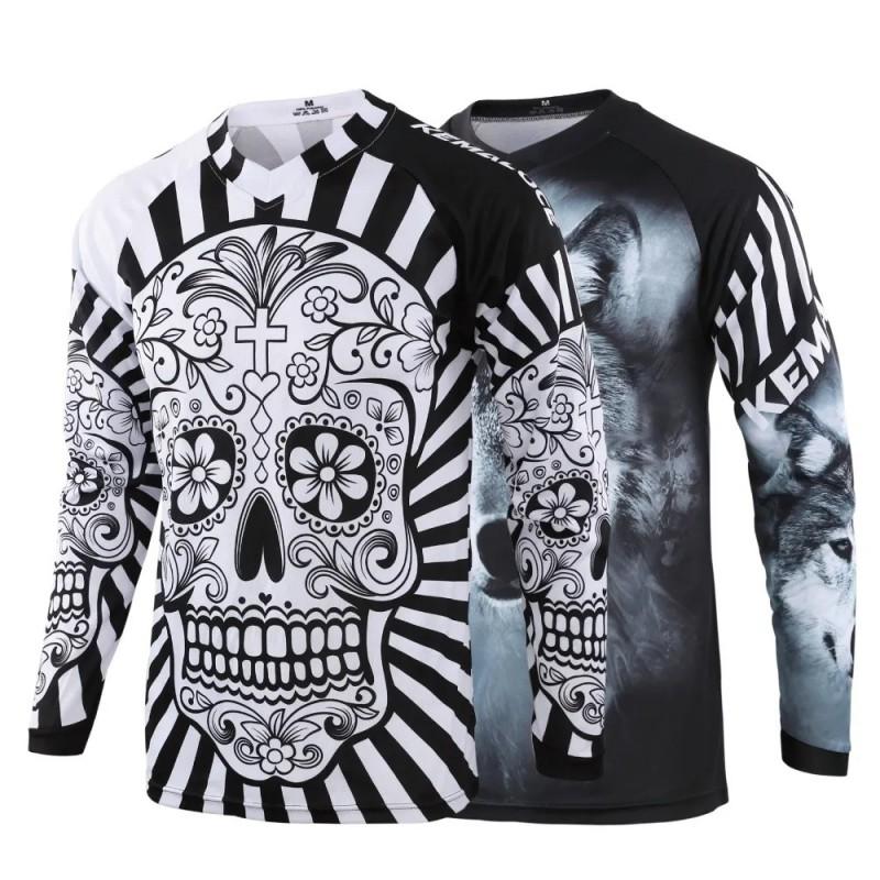 KEMALOCE Long Sleeve Cycling Jersey Mountain Bike Motorcycle Quick Dry Breathable Sport T-Shirt