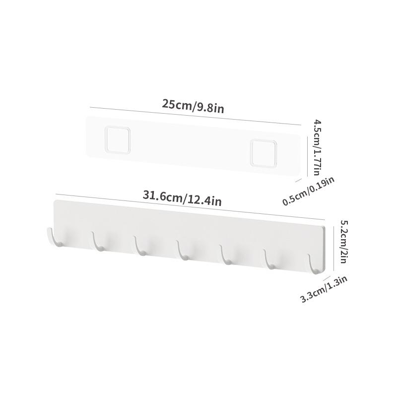 1 Set Kitchen Free Punch 5 Hook /7 Hook Hook, Can Be Used For Living Room, Bedroom, Bathroom And Other Scenes Storage, White