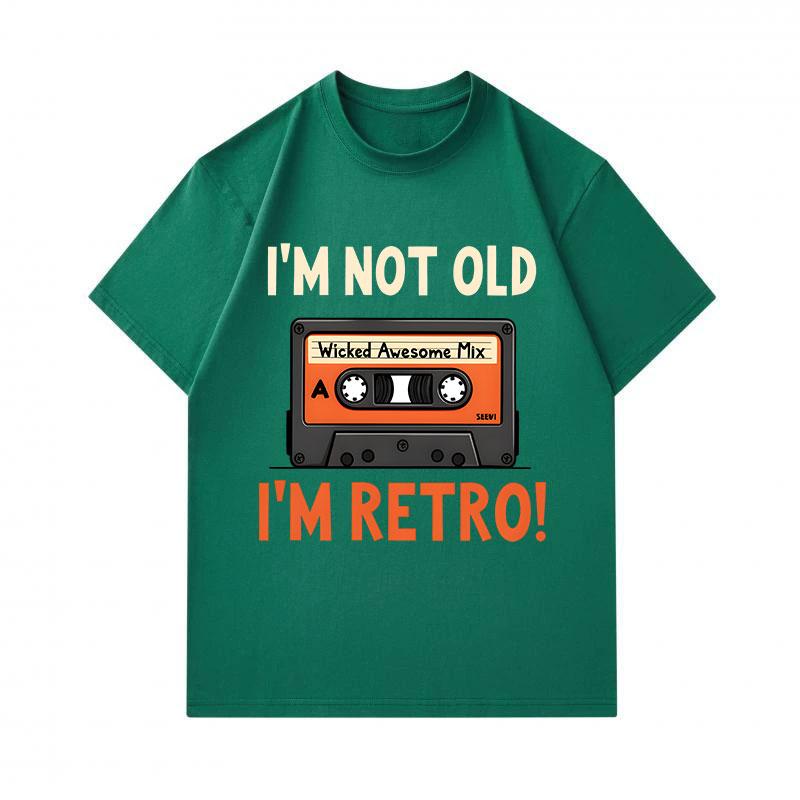 Men's 100% Cotton Crew Neck Short Sleeve T-Shirt, I'm Not Old Retro Cassette Mix Tape Funny Printed Casual Summer Lightweight Comfortable Daily Wear T