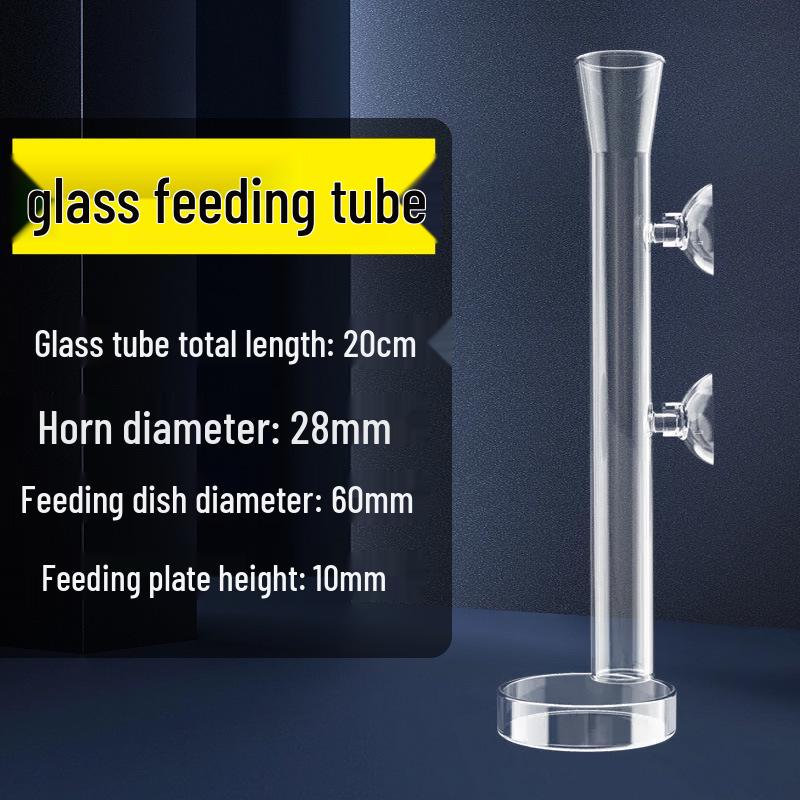 Стеклянная трубка-кормушка для рыб с высокой прозрачностью: Точное кормление креветок и мелких рыб, предотвращает разбрасывание корма.