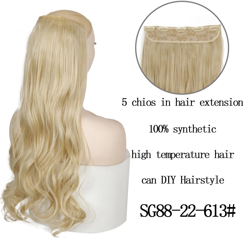 MISSQUEEN 22 Inches 5 Clip In Hair Extension Heat Resistant Fake Hairpieces Long Wavy Hairstyles Synthetic Clip In On Hair Extensions