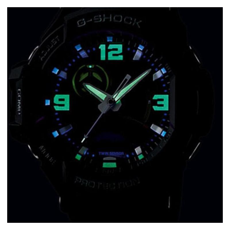 Casio GRAVITYMASTER Military Wind Flying Classic Pointer Dual Display Dial Sport Waterproof Quartz Movement Rubber Strap Japanese and GA-1000-1A