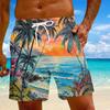 Men's Fashion Hawaiian Print Elastic-Waisted Casual Yoga Pants Beach Shorts
