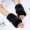 Touch Screen Half Finger Gloves Leopard Print Stylish Mittens Trend Faux Fur Gloves  Outdoor Sports