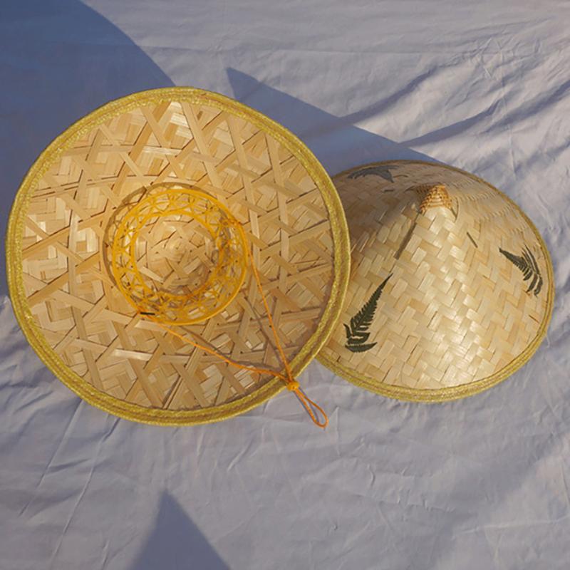 Cone Hat Retro Bamboo Rattan Fisherman Hat Handmade Weave Straw Bucket Hat Rain Dance Props Cone Sunshade Hat Plastic Bamboo Hat