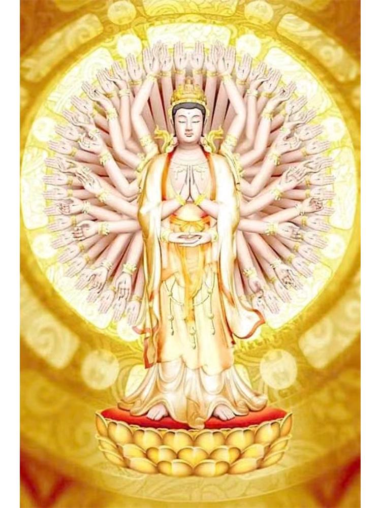 Цветная статуя Будды Гуаньинь, вышивка своими руками, полный квадрат/круглый бриллиант 5d, вышивка крестом, мозаика, буддийское зачатие, лотос