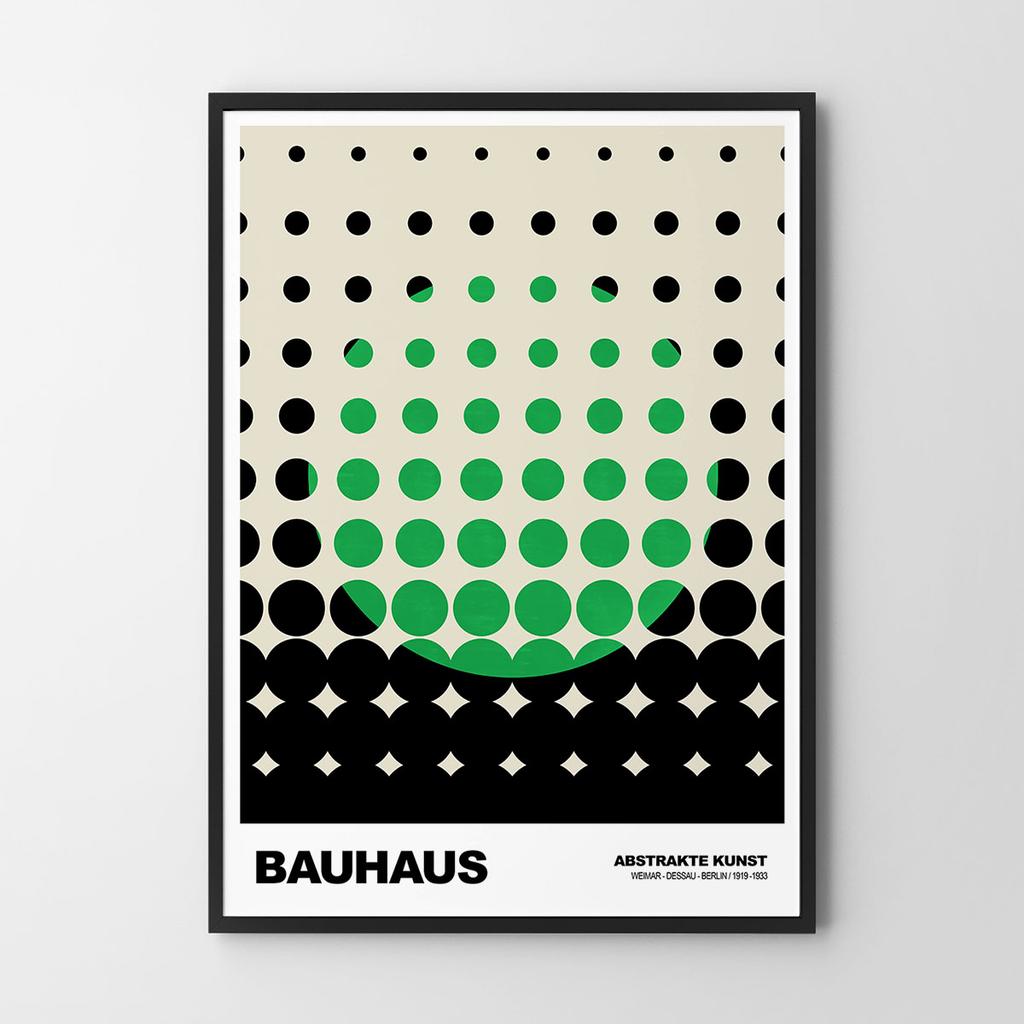 Plakat zielony czarny bauhaus kropki