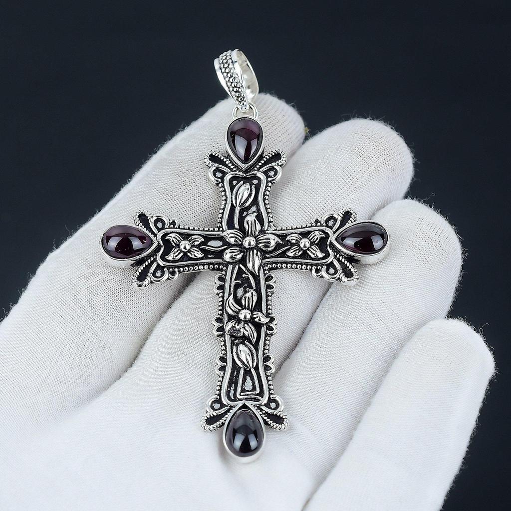 Кулон с розовым аметистом и драгоценным камнем Розовый аметист, натуральный драгоценный камень, подвеска-крест из стерлингового серебра 925 пробы ручной работы для подарков, подвеска для ее ювелирных изделий