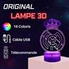 Lampe de Chevet 3D LED Real Madrid Football, Veilleuse changement de couleurs, Lampe Tactile Bureau et Chambre, idée cadeau