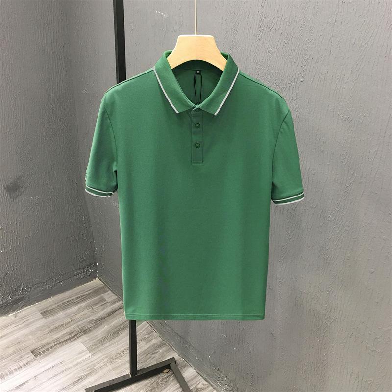 Men's High-End Pearl Ice Silk Polo Shirt, Summer 2023, Short-Sleeved Business Lapel T-Shirt