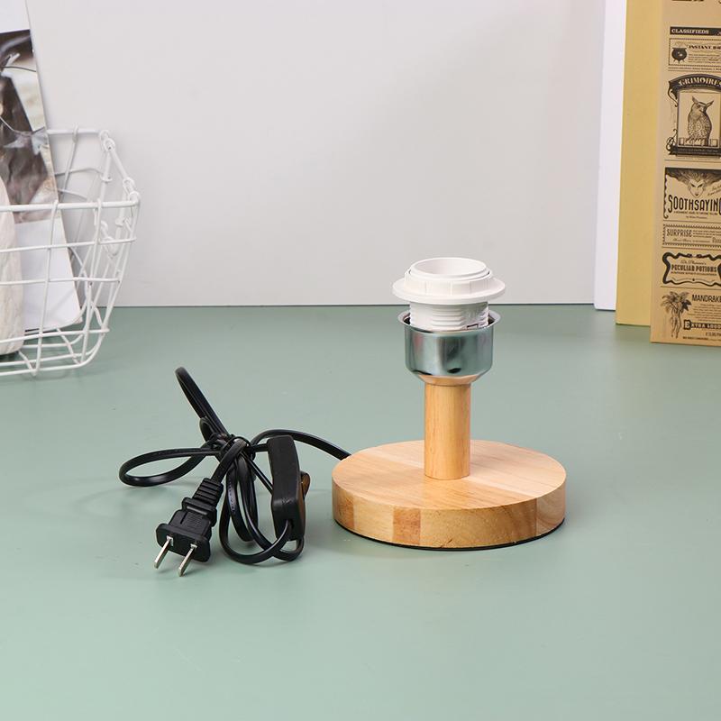 E27 патрон лампы круглый твердый деревянный держатель с шнуром включения выключения для настольной лампы прикроватный держатель лампы для домашнего освещения