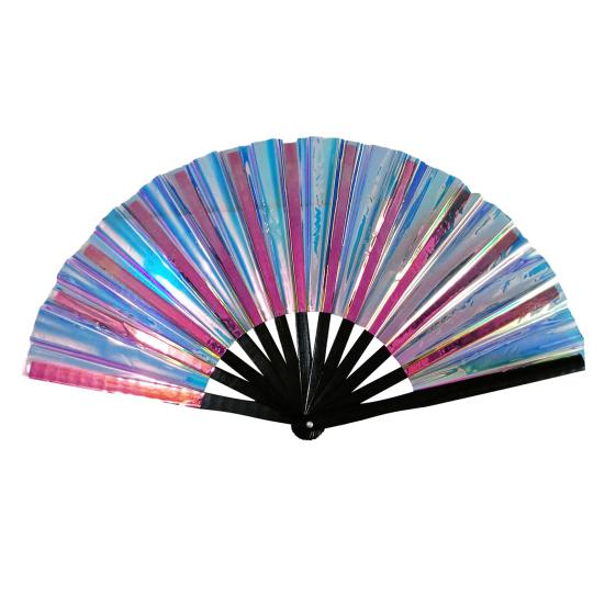 ПВХ голографический складной веер портативный переливающийся ручной вентилятор летний охлаждающий вентилятор украшение
