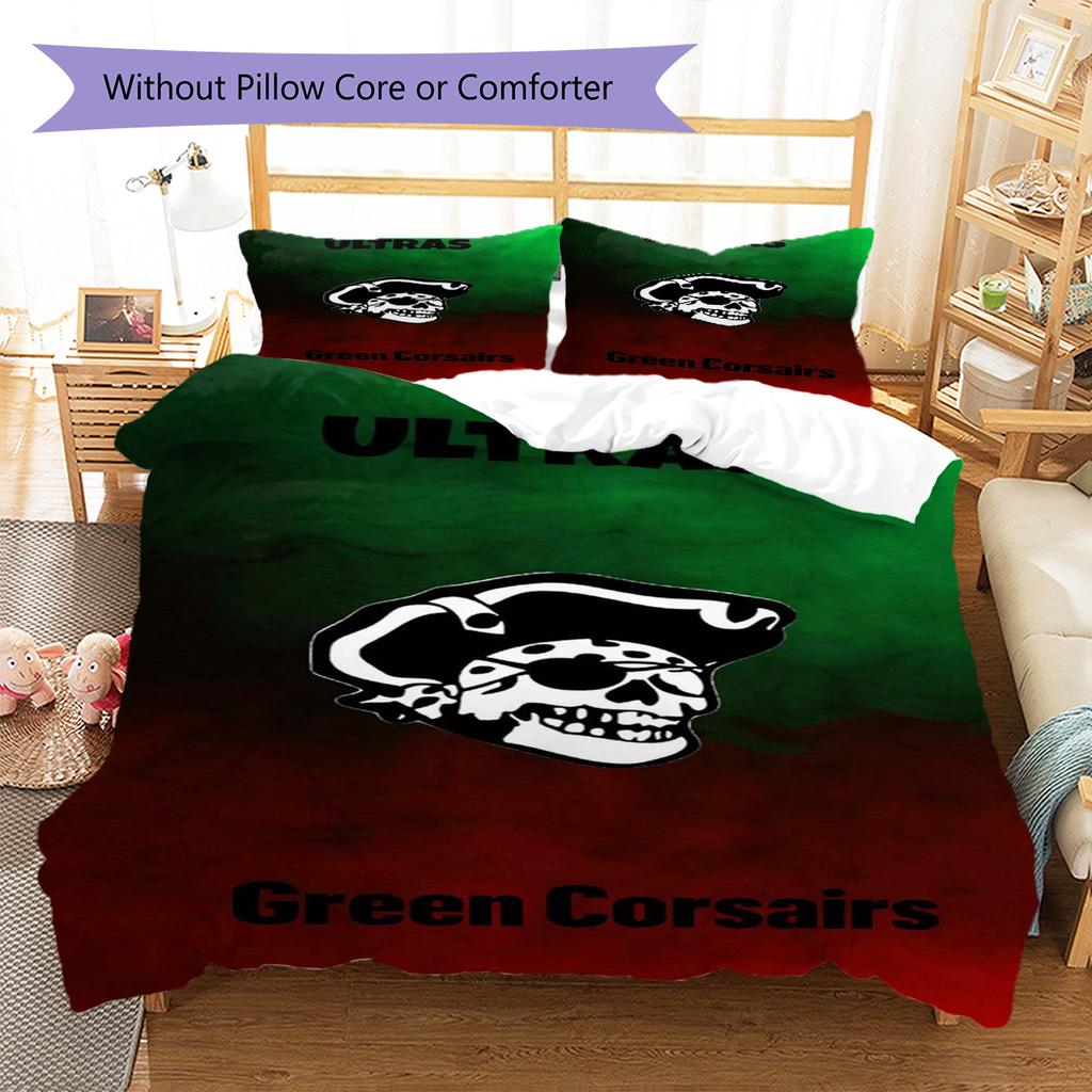 Ultras Green Corsairs Pattern Bedding Set Quilt Cover Pillowcase Home Decor Gift (1 * duvet cover + 2 * pillowcase, without core)