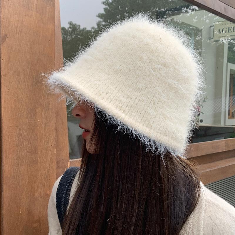 Bucket Hat Women's Autumn and Winter Light Luxury Style Versatile Bucket Hat Windproof Warmth Ear Protection Woolen Fisherman Hat