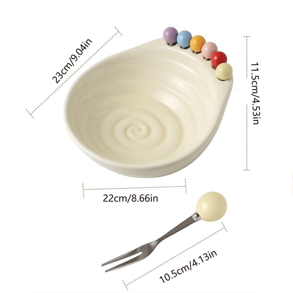 Decoration Fruit Bowl with Fork Geometric Pattern ABS Fruit Serving Plate Large Capacity With Fruit Fork Snack Plate