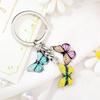 Pendant Accessories Chain Keychain Colorful Butterfly Keychain Crystal Key Key Ring Oil Necklace