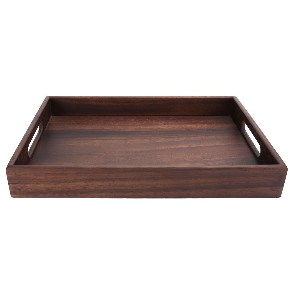 Polished Fruit Tray Wooden Coffee Serving Tray Multi Functional Decorative Platter Home Storage