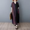 New 2025 Women Summer Plus Size Dress Loose Dot Printing Pocket Basic Casual Long Dress Oversized