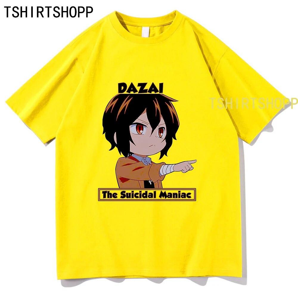 Футболки Osamu DAZAI, футболка с аниме Bungo Stray Dogs, одежда унисекс, повседневная хлопковая летняя футболка Harajuku Kawaii, футболки с героями мультфильмов унисекс