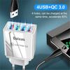 4-портовое USB-зарядное устройство для мобильных телефонов и планшетов, дорожное, стандарт США и ЕС, 3А