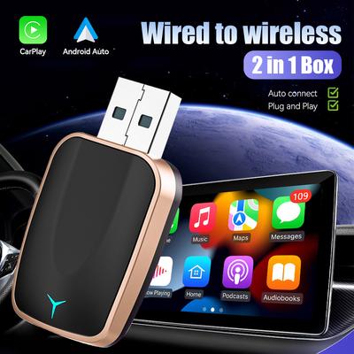 Автомобильный 2 в 1 беспроводной Carplay AI Box Android Auto Plug And Play, применимый для преобразования оригинального проводного Carplay в беспроводной