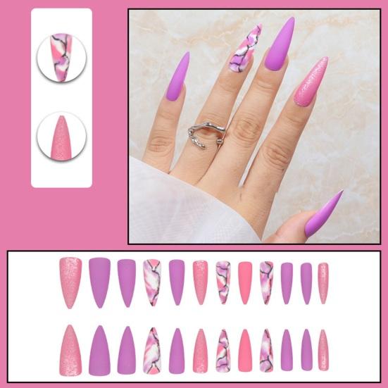 24 шт., длинные стильные патчи для ногтей, экологически чистые, безвкусные, легко наносятся, широкое применение, накладные ногти, женский подарок