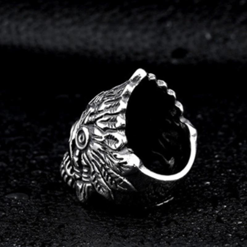 New Native American Skull Head Ring from Europe and America, Hip Hop Trendy Male Punk Ring