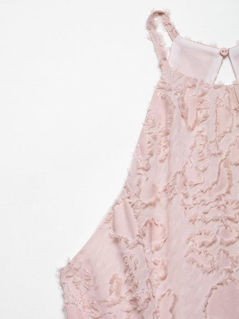 Летнее женское платье 2025 года в европейском и американском стиле с бретелью через шею - Модное, Простая текстура