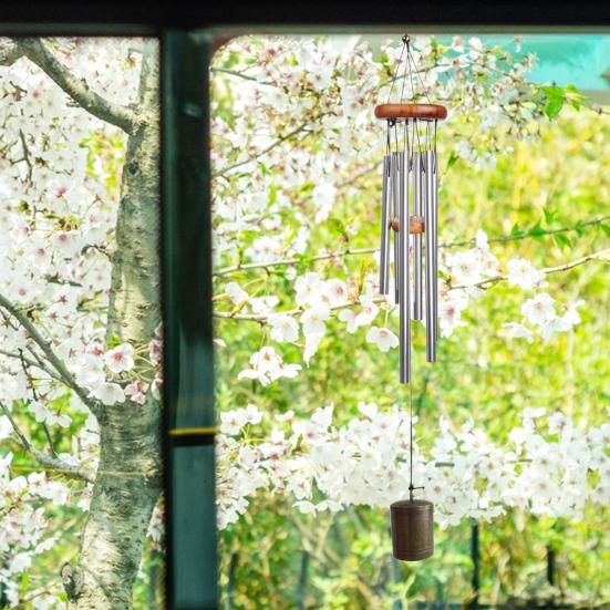 Vintage Aluminum Tube Wind Chime Natural Soothing Melody Outdoor Garden Yard Patio Hanging Metal Wind Bell Decoration