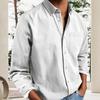 Весенняя мужская рубашка с нагрудным карманом, отложным воротником, однобортный свободный кардиган, однотонный формальный топ средней длины, повседневная рубашка