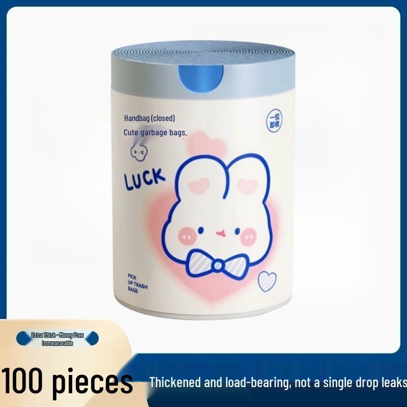 Large Cartoon Print Drawstring Garbage Bags – Thickened, Handheld, Perfect for Kitchen & Office
