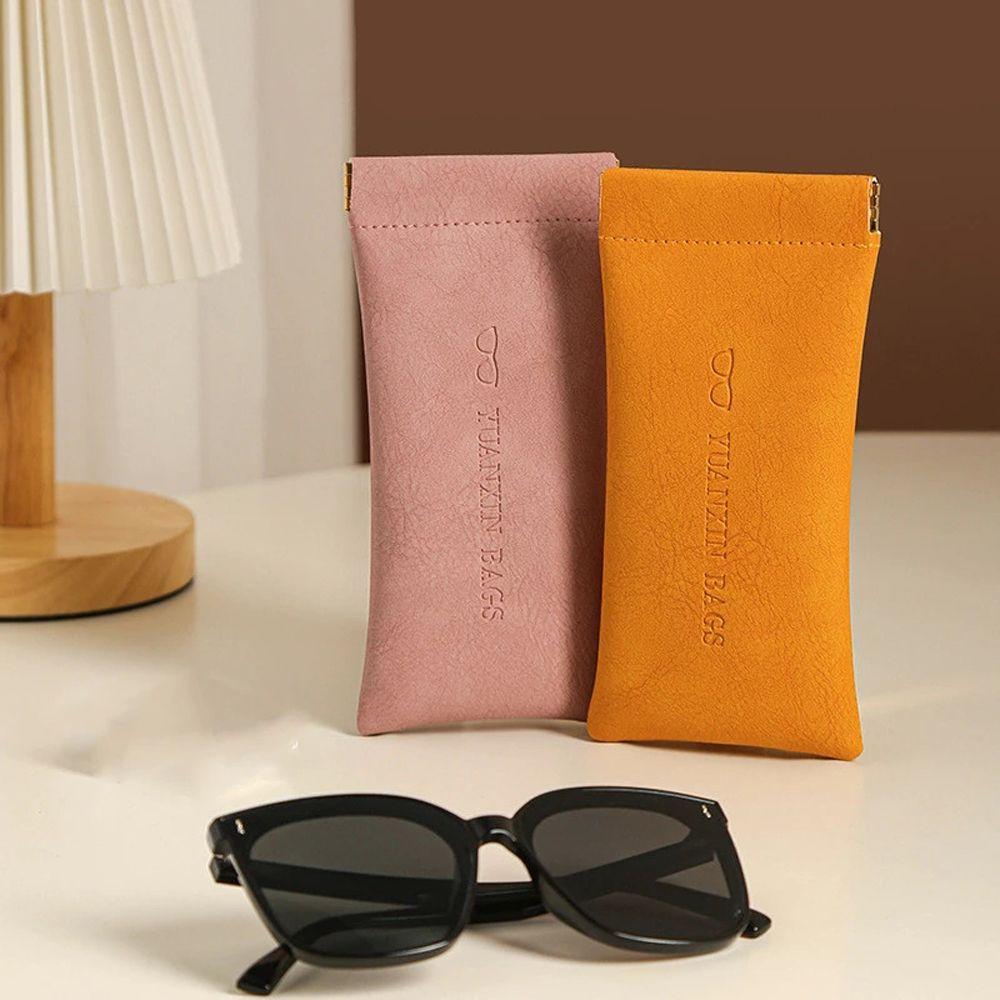 Protective Case Simple Small Coin Purse Cosmetic Bag PU Leather Glasses Case Sunglasses Storage Bag