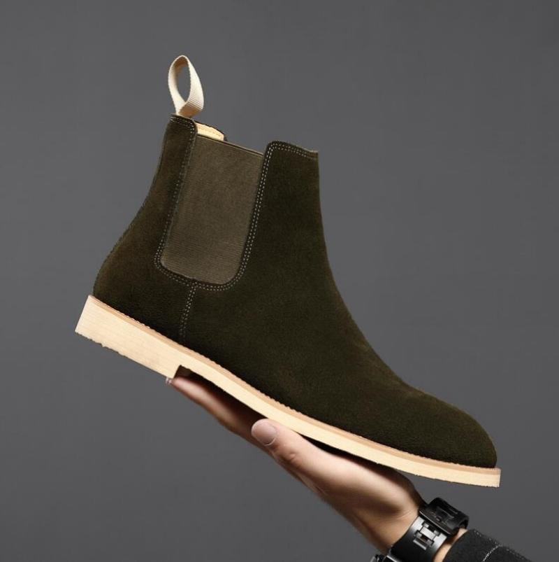 Men's Classic Retro Genuine Leather Chelsea Boots Men Fashion Ankle Boot Mens Casual British Style Short Boot High-Top Shoes