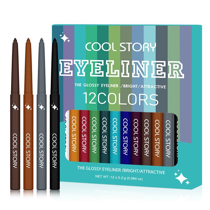 12 Pearl Eyeliner Pencil Set Brightening Metal Lying Silkworm Eyeliner Pencil Highlight Brightening Lip Line Makeup Beauty Gift Set