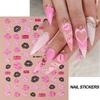 5D Embossed Sexy Red/Pink Lips Nail Stickers Self-Adhesive Blooming Red Lips Nail Decal Romantic Luxy Lady Lips Manicure Slider