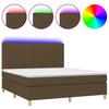 Box Spring Bed with Mattress & LED Dark Brown 180 x 200 cm Fabric