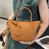 Cowhide Shoulder Women's Bag Large-capacity Messenger, Women's Smiley Face Zipper Fashionable and Simple Shopping Bag