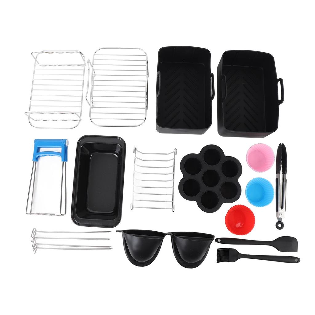 Набор аксессуаров для фритюрницы Решетка для гриля с шампуром Силиконовая щетка Щипцы для еды Сковорода для торта Сковорода из нержавеющей стали