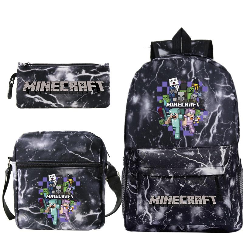Школьная сумка Minecraft для начальной и средней школы Детский рюкзак Рюкзак Сумка через плечо Пенал Набор из трех предметов