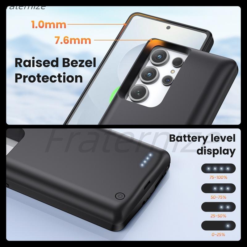 Для Samsung Galaxy S22 S23 S24 S25 Ultra S25 Plus Зарядный чехол Power Bank Перезаряжаемая Расширенная зарядная крышка 10000 мАч