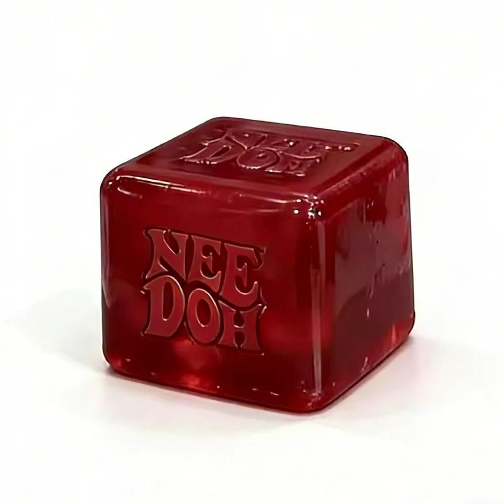 Bpa-Free Nee Doh Nice Cube Squishy Toy, Translucent Red Super Squeeze Fidget Cube For Stress Relief