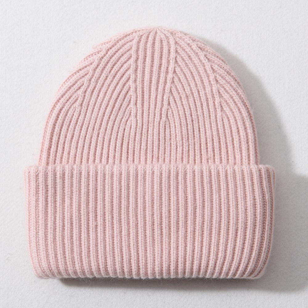 Autumn and winter versatile classic solid color Angola warm wool hat knitted hat