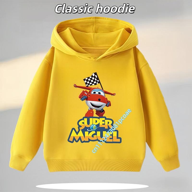2026 Boys' Sport Shirt - Girls' Casual Top - Cartoon Print - Autumn/Winter Long-Sleeve Super Wings Children's Hooded Sweatshirt