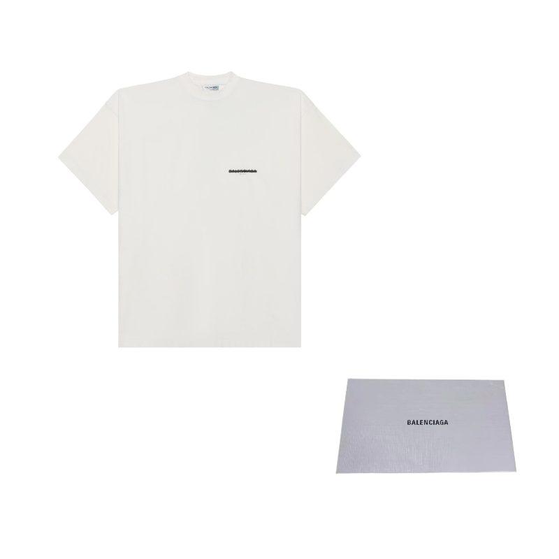 Balenciaga Женская футболка с приспущенными плечами и рукавами, белая, 694576TMVJ60980